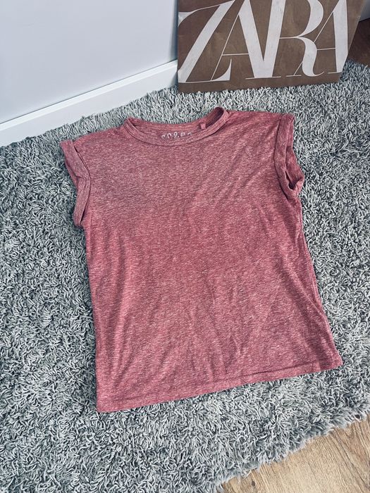 Damski t-shirt rozowy koralowy pomaranczowy rozm S gladki basic