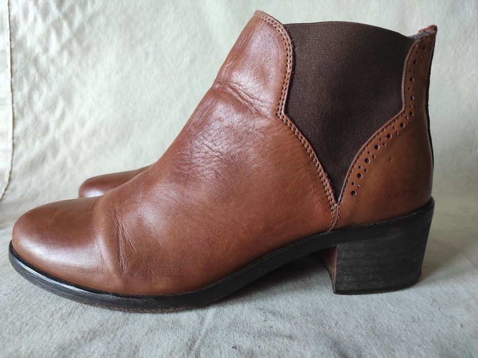 Botki sztyblety damskie Dune brązowe skóra  25 cm