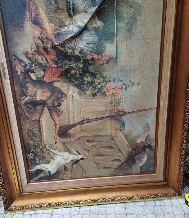 Quadro, moldura grande. Madeira antiga