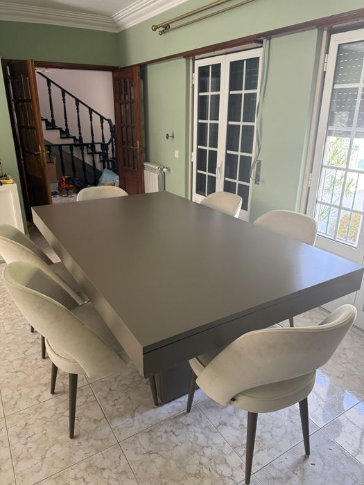 Mesa de Jantar Extensível LASKASAS com 6 Cadeiras