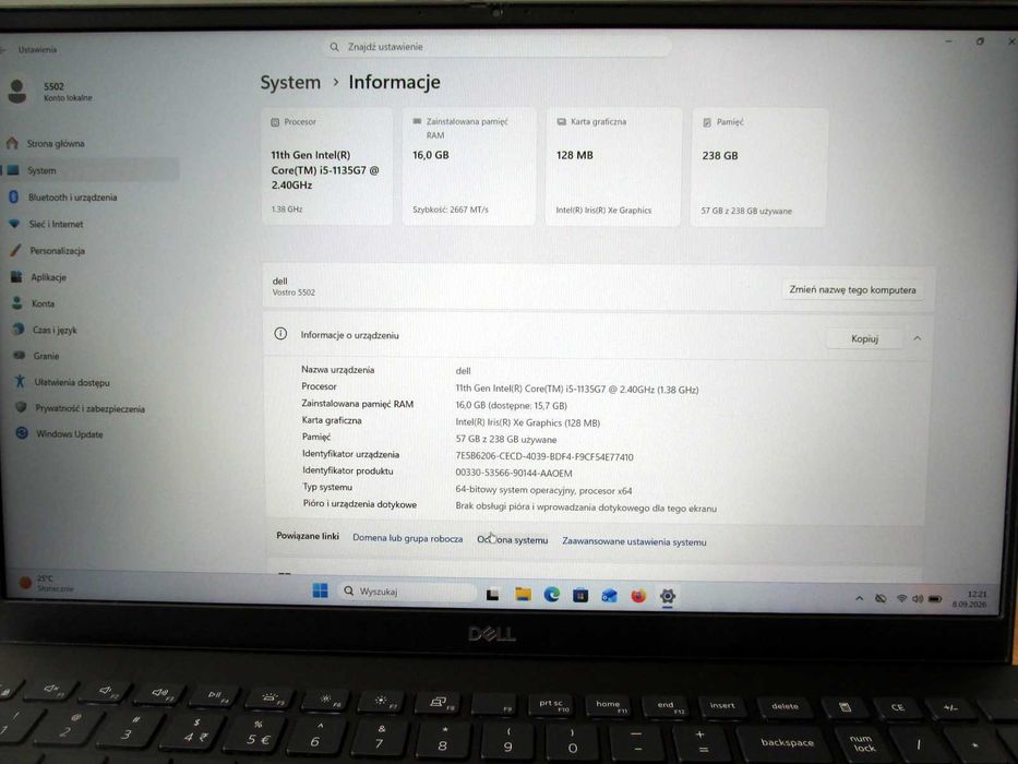 Dell Vostro 5502 15" i5 16GB 256GB laptop notebook (89)