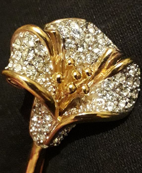 Редкая брошь цветок заколка украшение бижутерия стразы