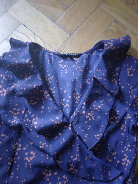 Granatowa wiązana koszula w serduszka Top Secret XS