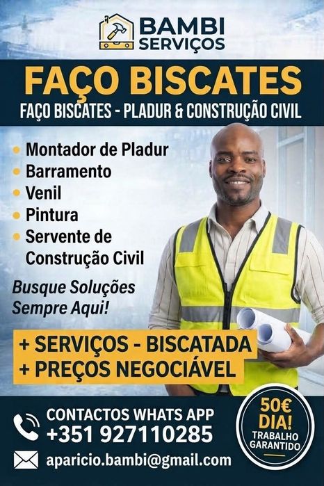 BISCATE - PLADUR,BARRAMENTO, VENIL, PINTURAS - CONSTRUÇÃO CIVIL.
