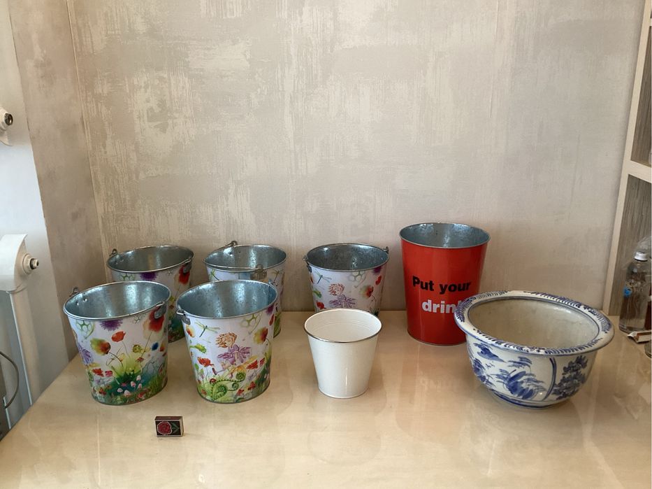 Горшок для цветов в китайском стиле кашпо металлическое ведро