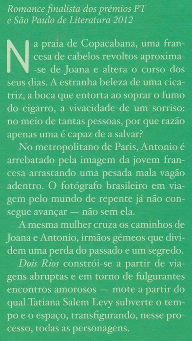 Livro Dois Rios de Tatiana Salem Levy Ed. Tinta da China [Portes Inc]