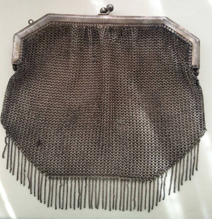 Сумочка. Серебрение. До 1920-х годов. Кольчужка. Антиквариат