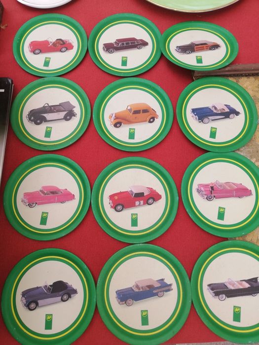 Bases de copos da BP c/50 anos, carros antigos.