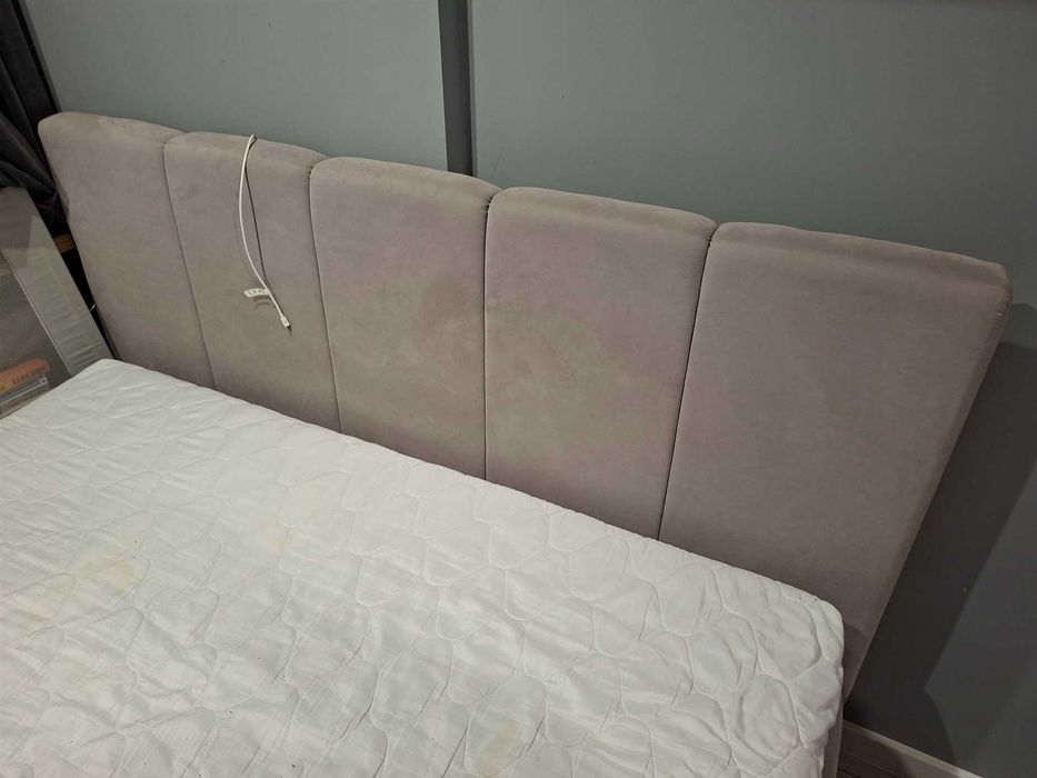 łóżko tapicerowane + materac + toper