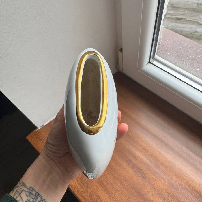 Wazon Pawie/ Ptaki Porcelana Grecja 24 k złocone