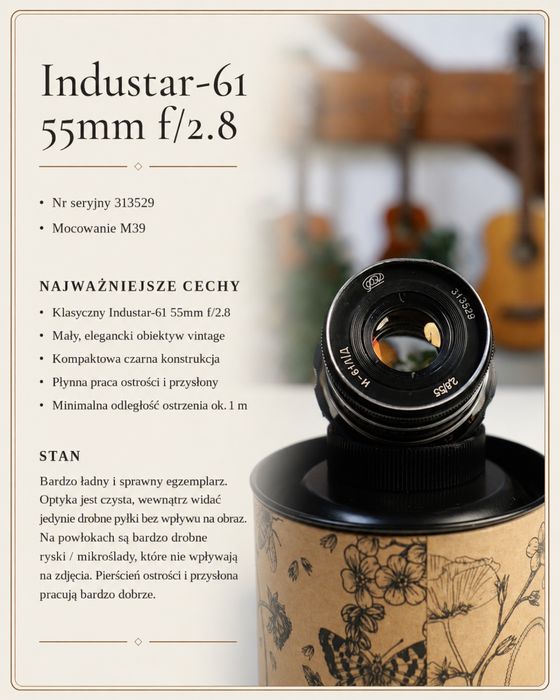 Industar-61 55mm f/2.8 M39 – mały, a potężny. Klasyczny, bardzo czysty. | Sprawdz moje opcje adapterów