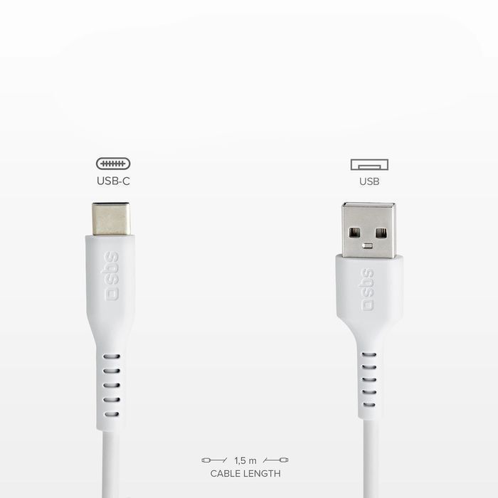 Kabel SBS TECABLEMICROC15W USB-A - USB-C 1,5m - biały