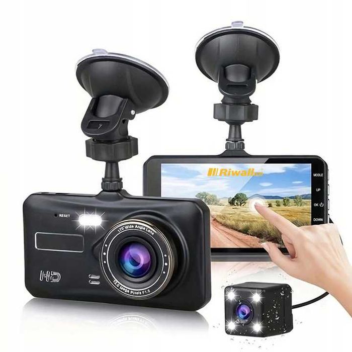 Wideorejestrator jazdy dotykowy kamera cofania RIWALL RCR-01