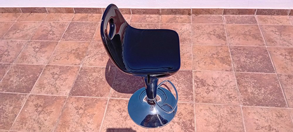 Banco de bar giratório com encosto e altura ajustável Vintage anos 80