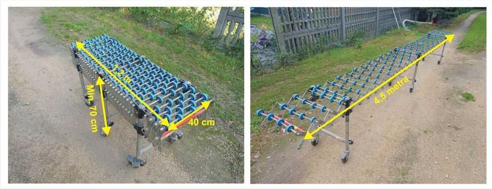 Przenośnik rolkowy, Przenośnik rolkowy rozciągany, Nożycowy przenośnik