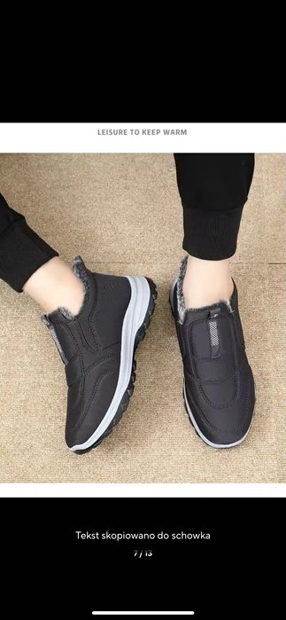 Nowe buty damskie 36 czarne zimowe ocieplane śniegowce sportowe
