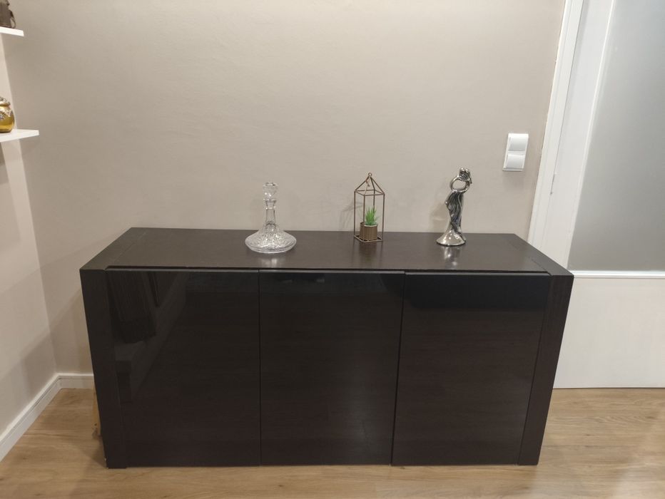 Conjunto de móveis de sala (inclui sofá), com vidro preto