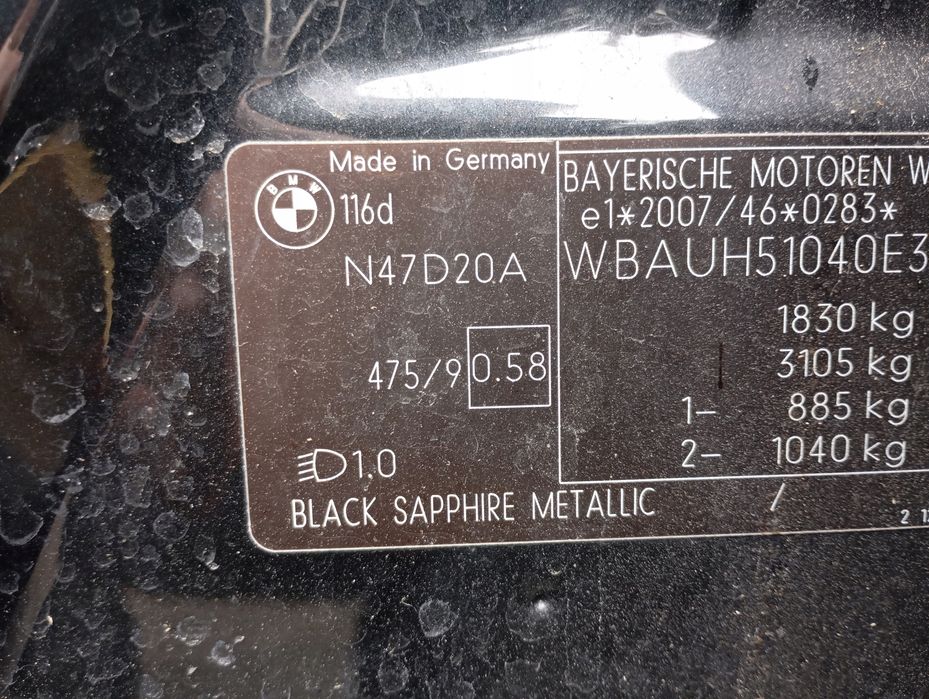 bmw e81 e82 e87 e88 e90 e91 silnik 2.0 d n47d20a 116km n47 d20 a