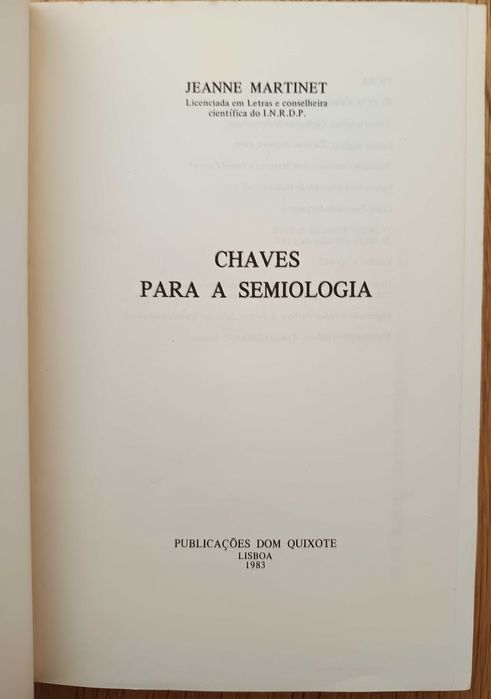 Chaves para a Semiologia - Jeanne Martinet (portes incluídos)