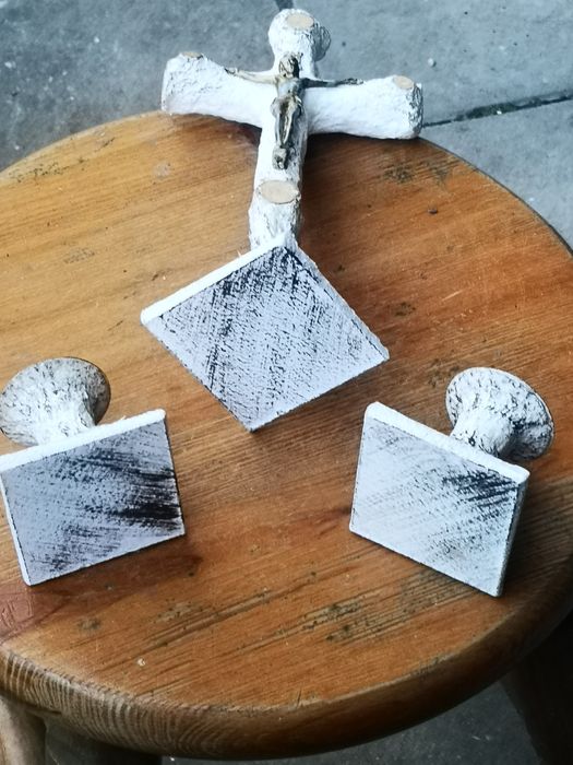 Zestaw kolędowy krzyż i dwa świeczniki