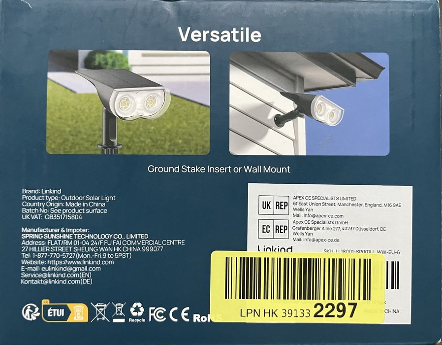 Holofotes Solares Exteriores Linkind – Pack de 6 Unidades (NOVO)