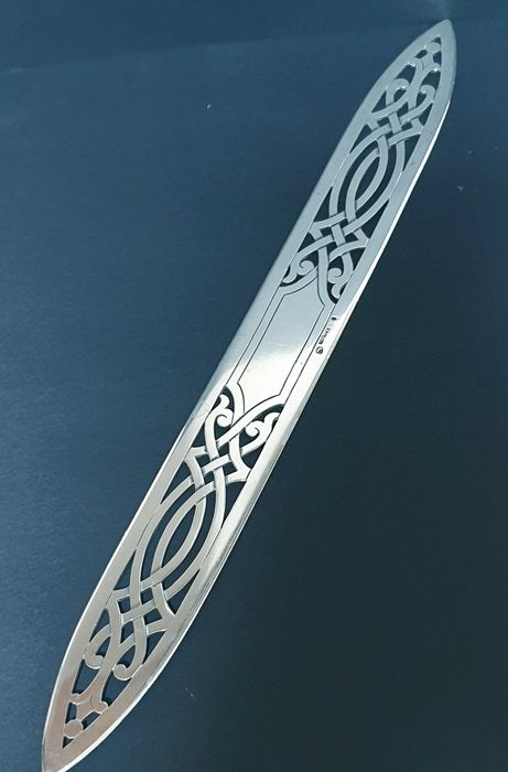 Magnífico raro antigo abre cartas em prata Leitão & Irmao Sec. XIX/XX