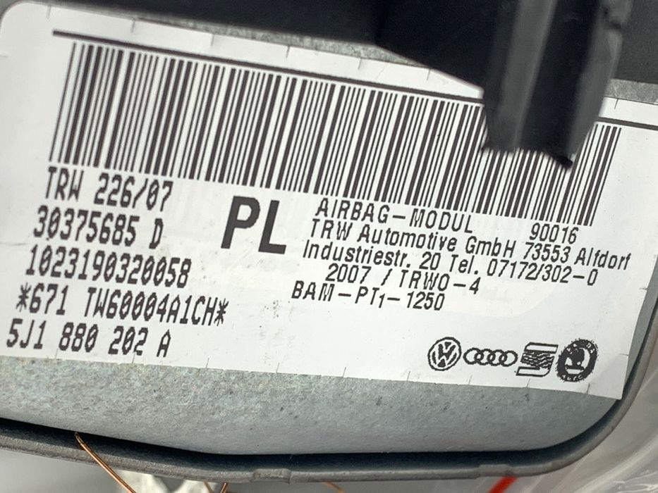 PODUSZKA POWIETRZNA PASAŻERA SKODA FABIA II 5J1880202A 06-14 AIRBAG