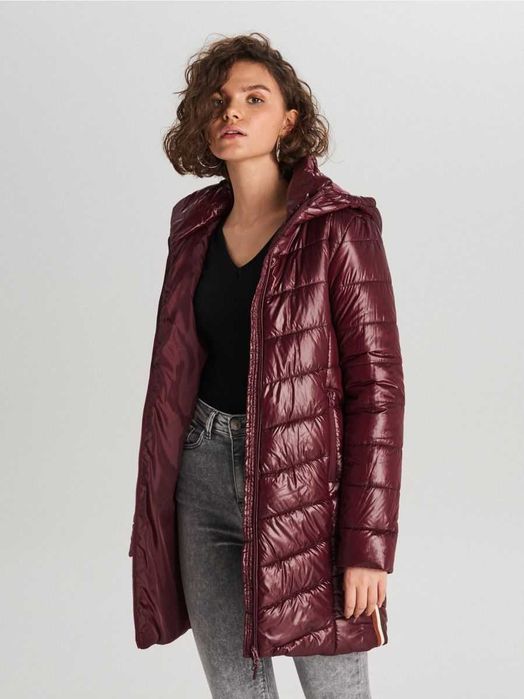 Жіноча куртка пальто демісезонна бордова cropp s-m Женская куртка деми