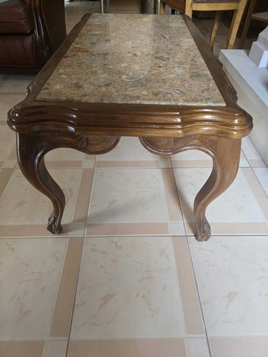 Mesa de centro madeira e mármore