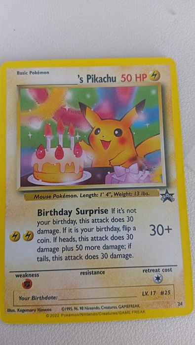 Carta Pokémon Birthday Pikachu – Vintage / Promo