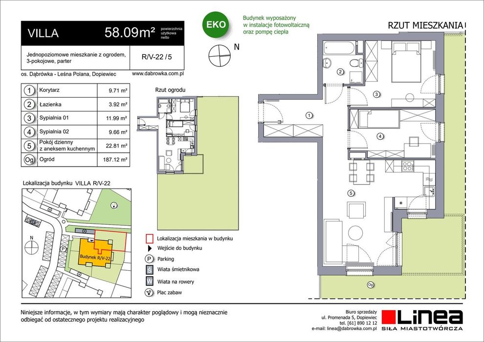 3-pokojowe mieszkanie 58 m² + ogródek - Widok 2