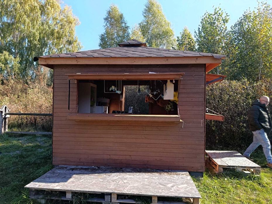 Budka handlowa drewniana, Pawilon handlowy drewniany, domek handlowy