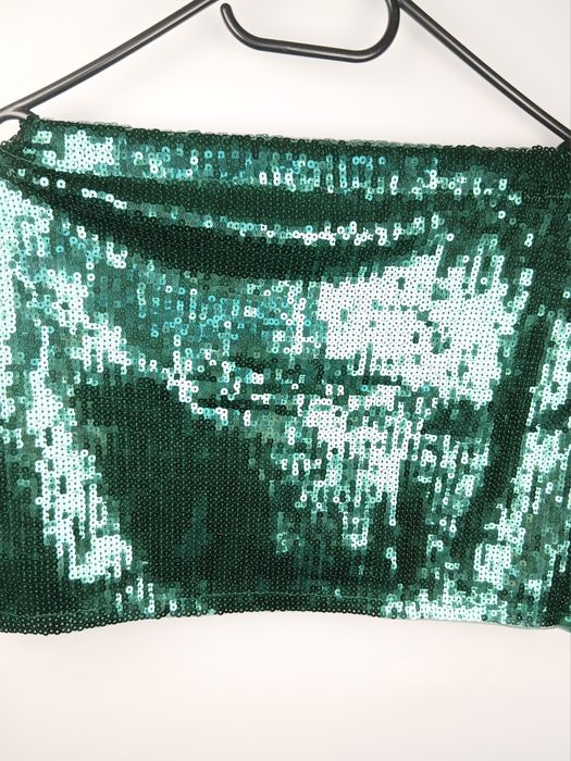 Zielona spódnica cekinowa mini elastyczna połysk imprezowa party S