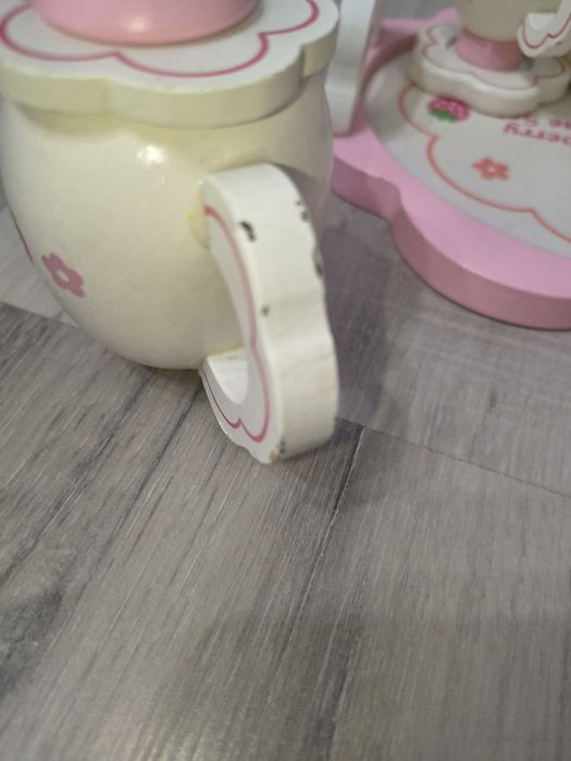 Drewniany zestaw serwis do herbaty dla dziewczynki