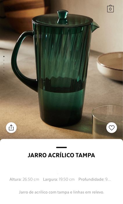 Jarro Acrílico Tampa Zara Home NOVO