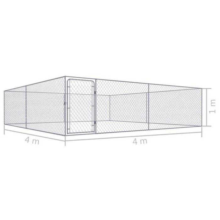 Canil de Exterior em Aço Galvanizado 4x4x1 m