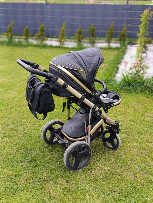 Wozek 2 w 1 Coto baby Quara gondola i spacerówka Czarny Złoty