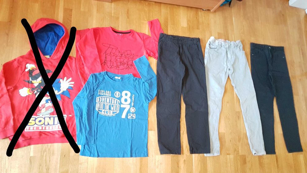 Zestaw 140 spodnie Reporter jeansy bluzki długi rękaw Chłopięce