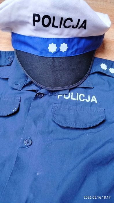 Strój, kostium, przebranie policjant.