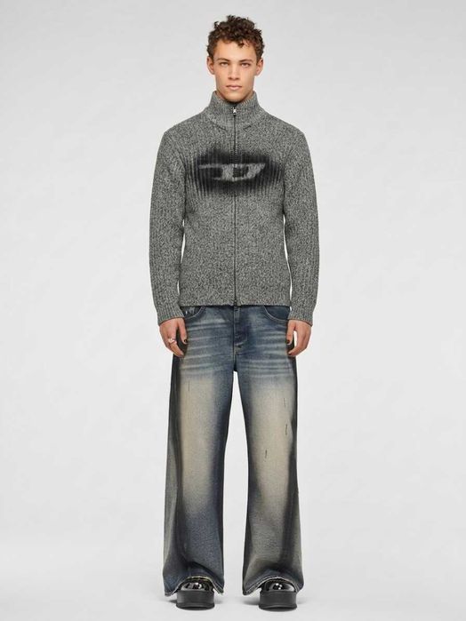 Зіп кофта Diesel big logo авангард Y2K avant garde opium techno knit