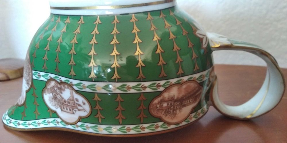 Vista alegre edição clube de colecionador Molheira verde Dinastia Qing