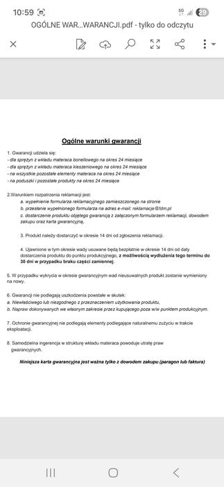 Łózko z materacem na gwarancji