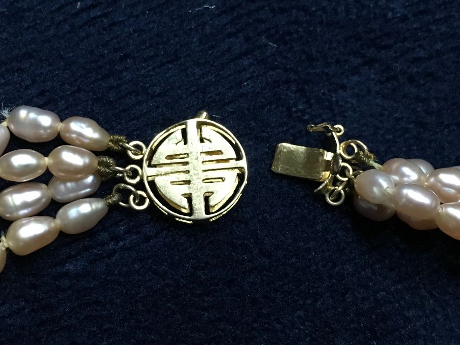 Colar de pérolas barrocas japonesas com fecho em ouro de 14k