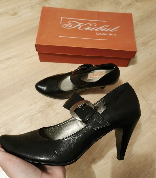 Czarne buty na obcasie, Pantofle, czółenka damskie 37