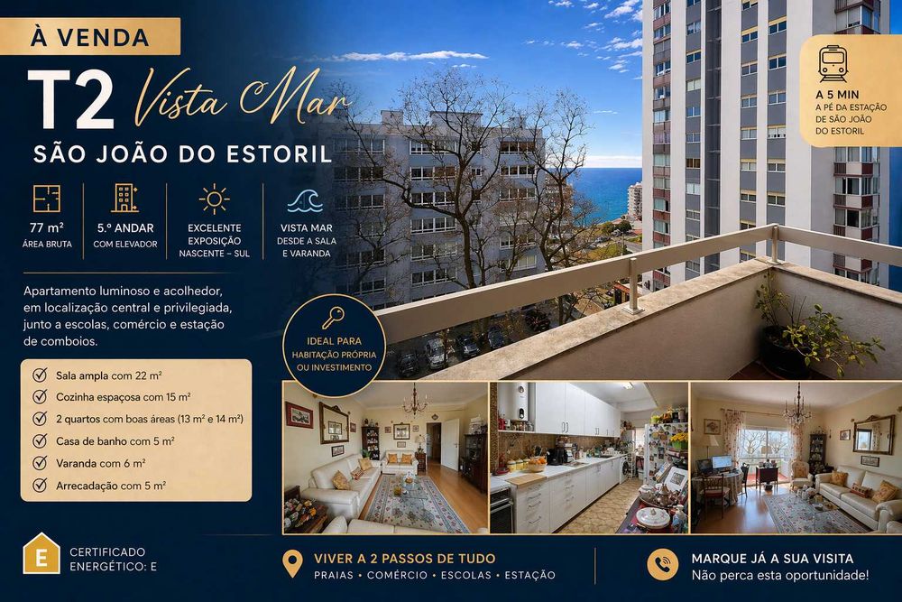 Apartamento t2 à venda Vista Mar | Varanda + Arrecadação