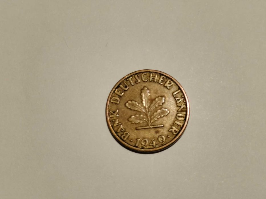 Moeda antiga alemã 5 pfennig de 1949