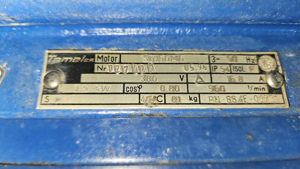 Silnik elektryczny 7.5 kW. 960 obr