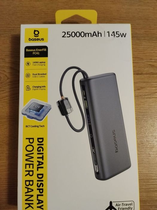Power Bank Baseus 25000mAh 145W,  EnerFill FC41, для зарядки MacBook.
