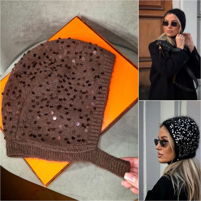 Шапка "чепчик" з пайетками.