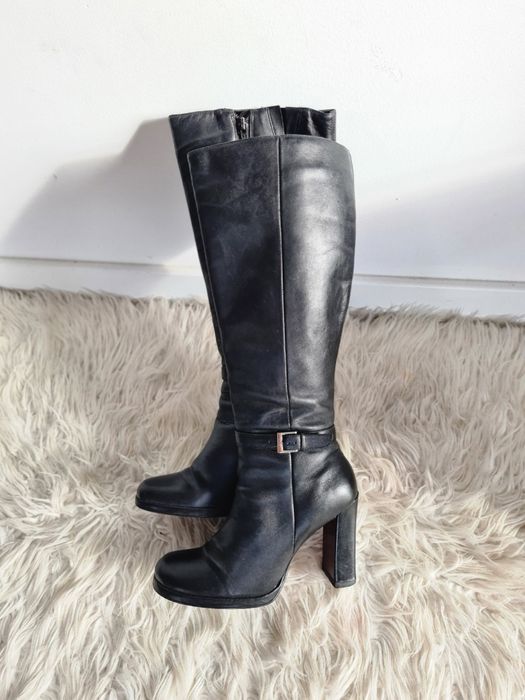 Faith 37 24 cm skórzane kozaki na obcasie skóra naturalna boho lata 70
